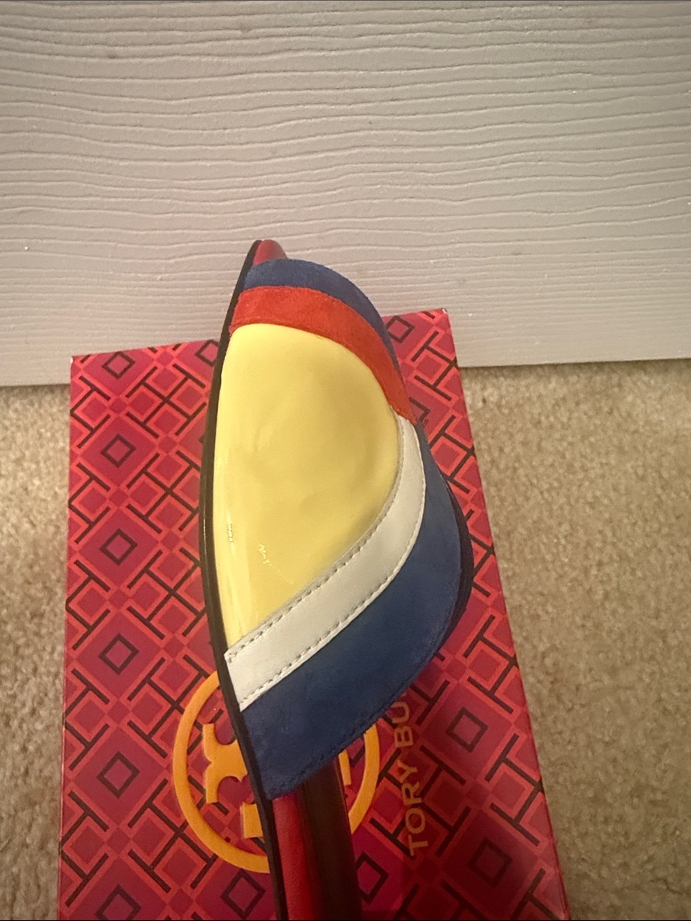 Tory Burch Multicolor Slide Sandals in Red and Blue with Yellow Accents - Picture 5 of 14